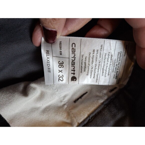 CARHARTT Men's Relaxed Fit Canvas Work Pants Gray Charcoal 36 X 32 - Picture 6 of 10